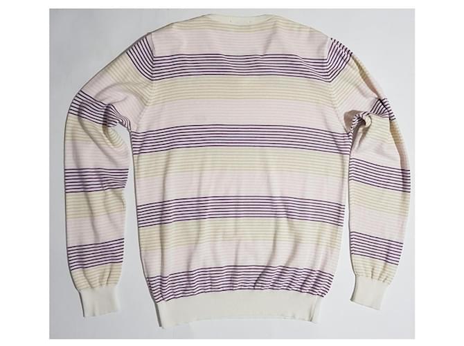 Autre Marque Sergio Tacchini V-Ausschnitt Pullover gestreift Roh Lila Hellbraun - Ansicht 2