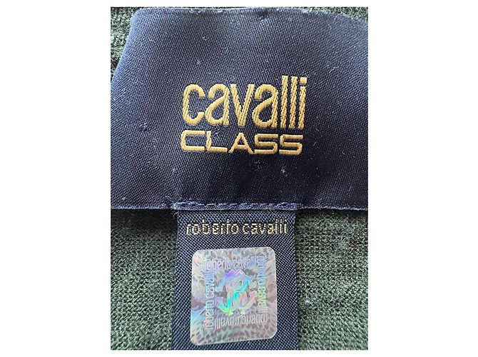 Roberto Cavalli Suéter de lana verde con estampado de leopardo - vista 4