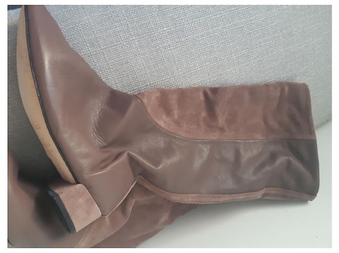 Repetto Botas altas de couro e camurça marrom - vista 4
