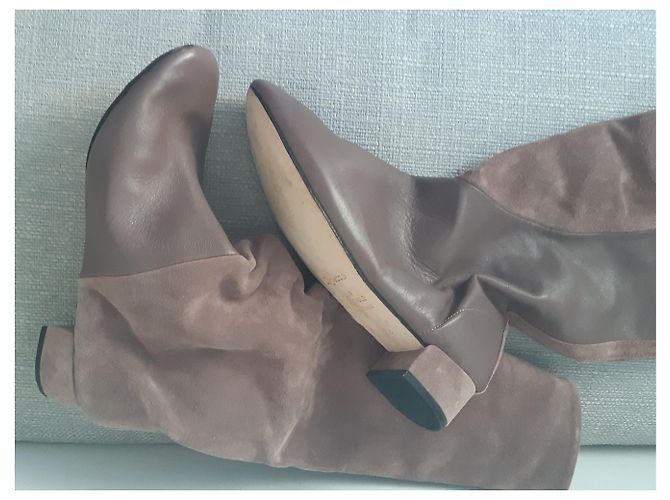 Repetto Botas altas de couro e camurça marrom - vista 5