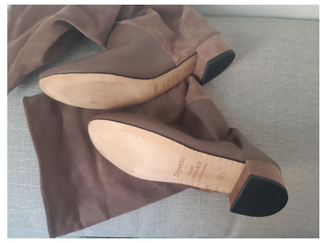 Repetto Botas altas de couro e camurça marrom - vista 7