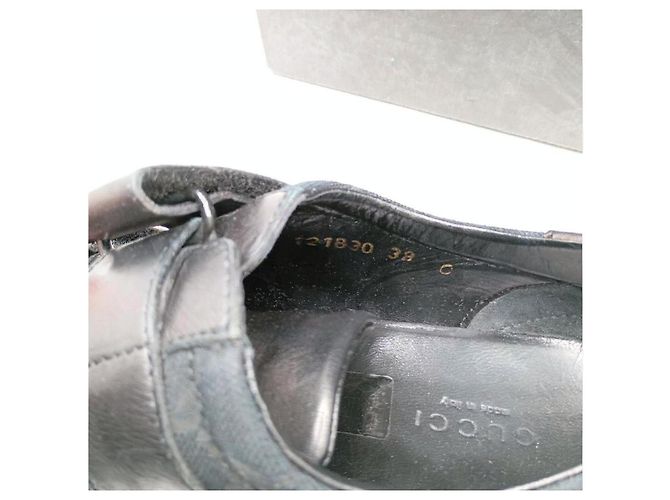 Sneakers Gucci in pelle nera e monogram con chiusura a strappo Nero - vista 4