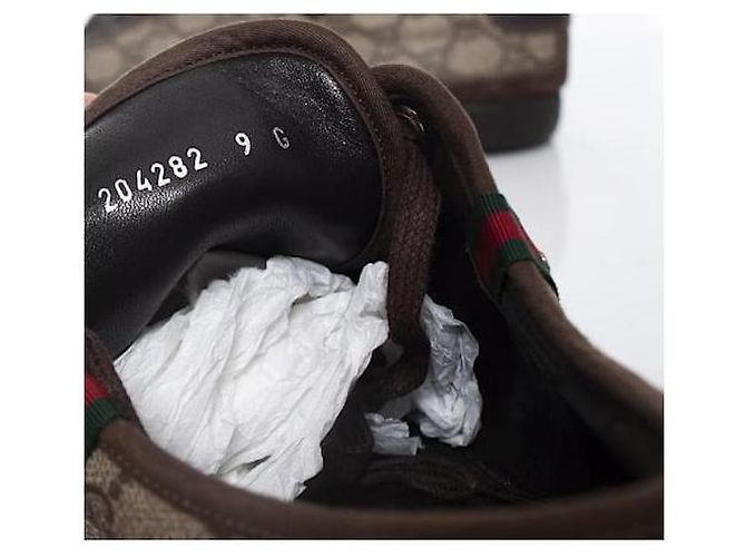Gucci Sneakers GG Supreme in tela e camoscio Marrone Monogramma - vista 4
