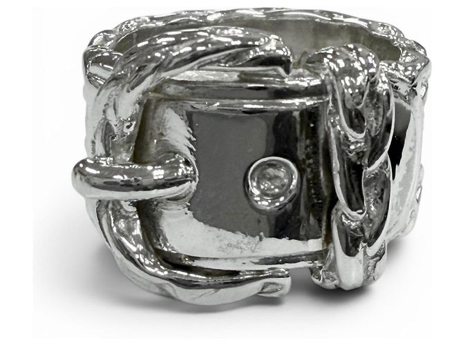 Ring Hermès Anello Hermes Vintage Diane Silver Band Argento - vista 2