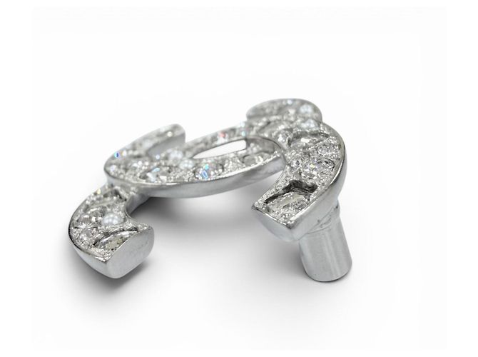 Spilla Chanel in strass argento - vista 3