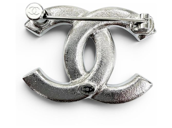 Spilla Chanel in strass argento - vista 4