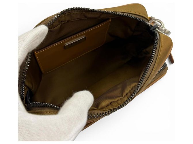 Bolso de hombro de nylon y cuero Prada 2VH172 Castaño - vista 5