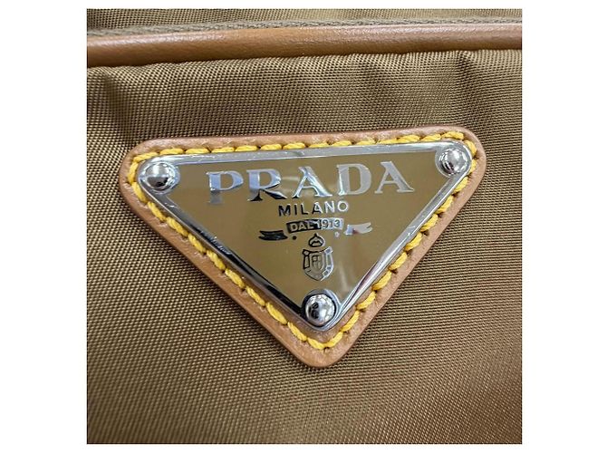 Bolso de hombro de nylon y cuero Prada 2VH172 Castaño - vista 6