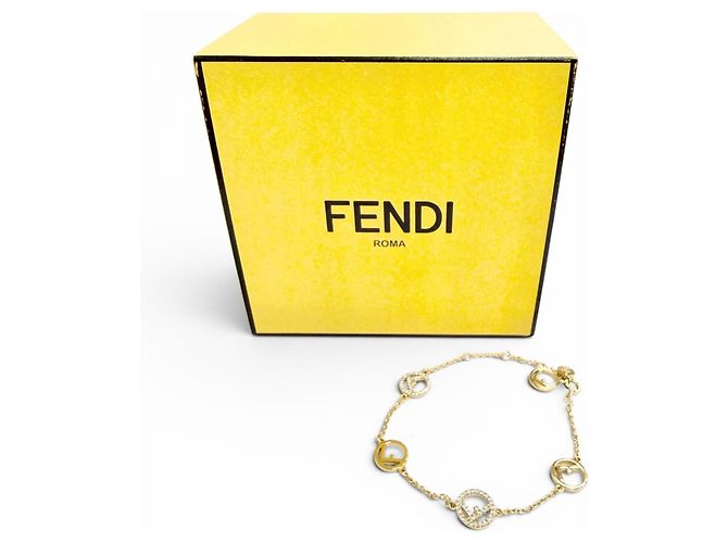 Bracciale Gold Charm di Fendi con strass D'oro - vista 2