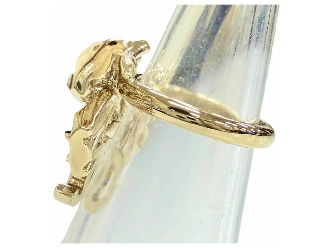 Timeless Chanel B24B Coco Mark Ribbon Rhinestone Ring Golden - Ansicht 2