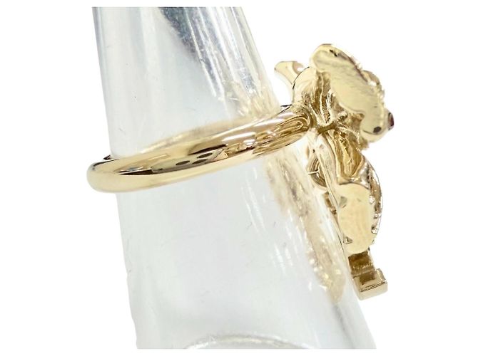 Timeless Chanel B24B Coco Mark Ribbon Rhinestone Ring Golden - Ansicht 3
