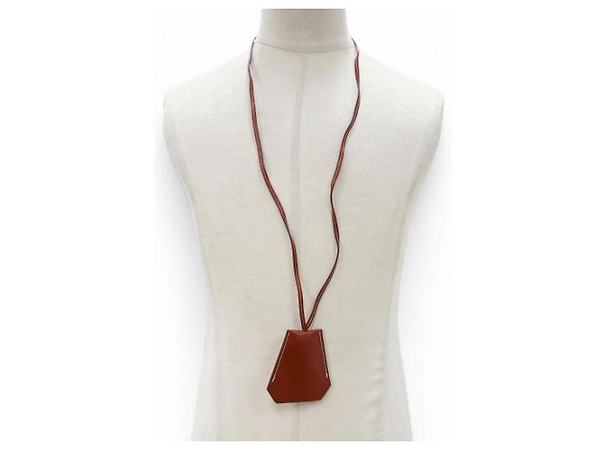 Hermès Hermes Vintage Leder Clochette Halskette Braun - Ansicht 3