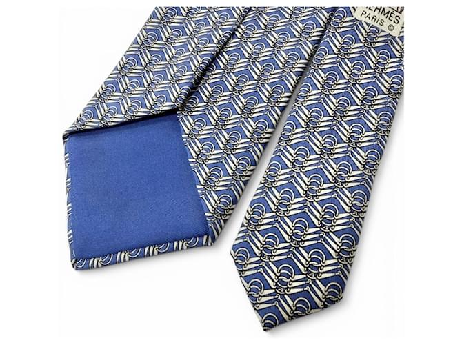 Hermès Hermes 7824 UA Cravatta di Seta Blu - vista 5