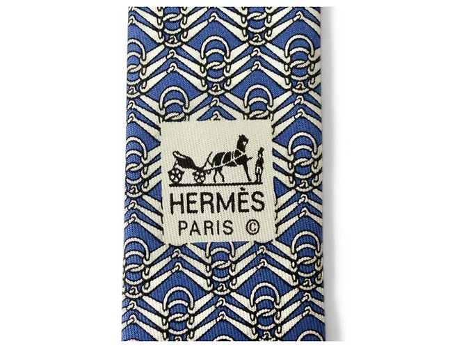 Hermès Hermes 7824 UA Cravatta di Seta Blu - vista 6