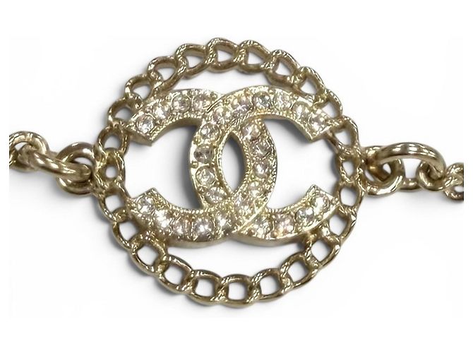 Bracciale Charm Chanel in Oro con Strass D'oro - vista 4