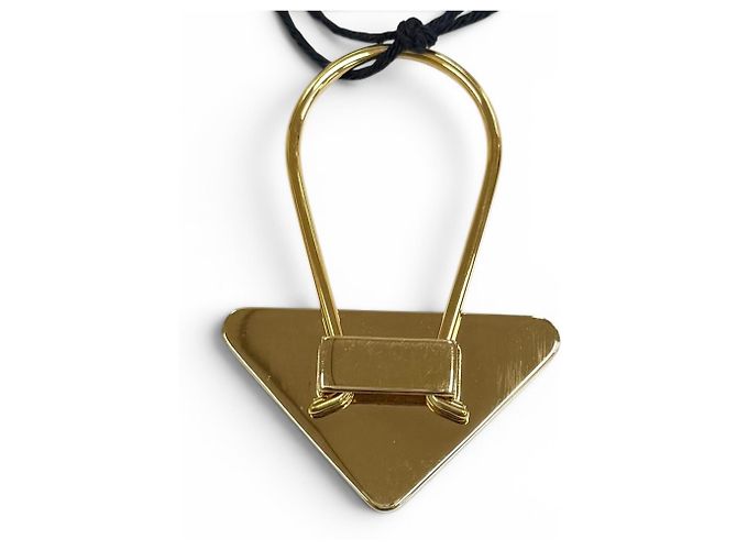 Portachiavi con placca logo Triangle Prada Rosa D'oro - vista 3