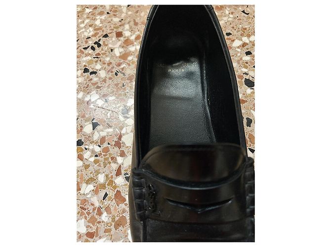 Saint Laurent Mocasines de cuero negro - vista 5