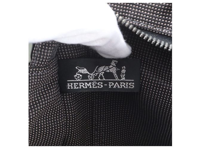 Hermès Hermes Herline Leather Canvas Tote Bag Brown Black - view 8