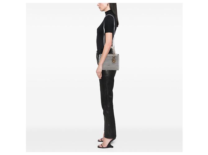Dior Grau Canvas Cannage Lady D Lite Medium Braun - Ansicht 6