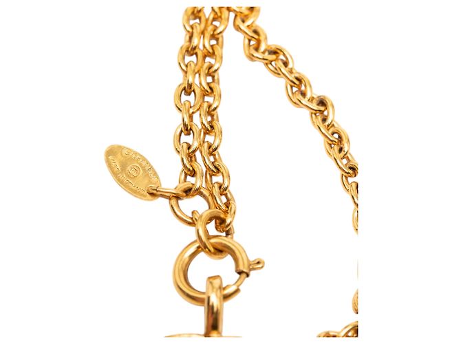 Collana con pendente CC trapuntato placcato oro Chanel Gold Gold D'oro - vista 5