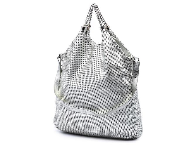 Borsa Chanel Silver Large Metallic Glazed Calfskin Perforated Rodeo Drive Argento - vista 2