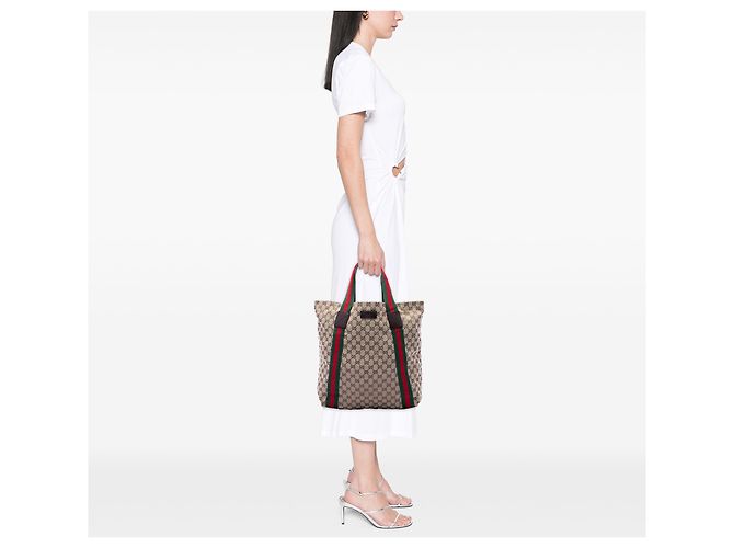 Gucci Beige GG Canvas Web Tote - Ansicht 6
