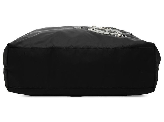 Prada Black Tessuto Skull Tote Schwarz - vista 3
