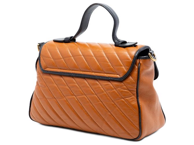 Borsa Gucci Brown Small GG Marmont Matelasse Leather Torchon Top Handle Bag Marrone Caramello - vista 2