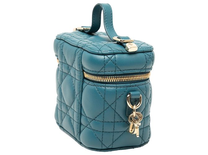 Beauty case Lady Dior in agnello cannage blu Dior - vista 2