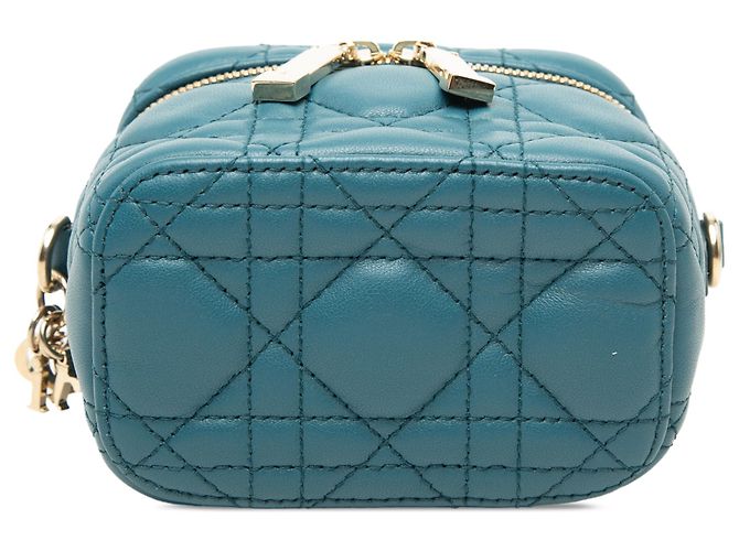 Beauty case Lady Dior in agnello cannage blu Dior - vista 3