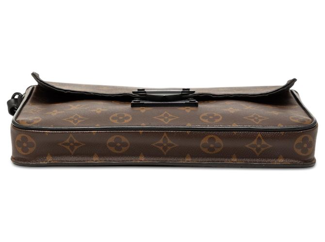Pochette A4 Louis Vuitton Brown Monogram Macassar S Lock Marrone - vista 3