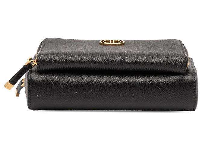 Pochette Caro Double in pelle di vitello martellata nera Dior Nero - vista 3