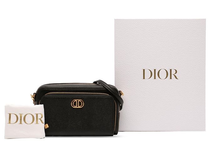 Pochette Caro Double in pelle di vitello martellata nera Dior Nero - vista 7