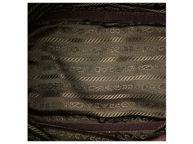 Prada Brown Tessuto Geometric Print Drawstring Pouch - view 4
