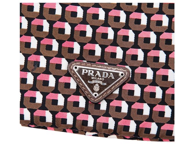 Prada Brown Tessuto Geometric Print Drawstring Pouch - view 5