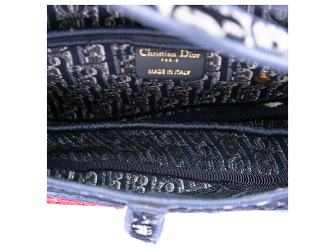 Borsa Saddle in velluto ricamato Blue Oblique di Dior Blu navy - vista 4