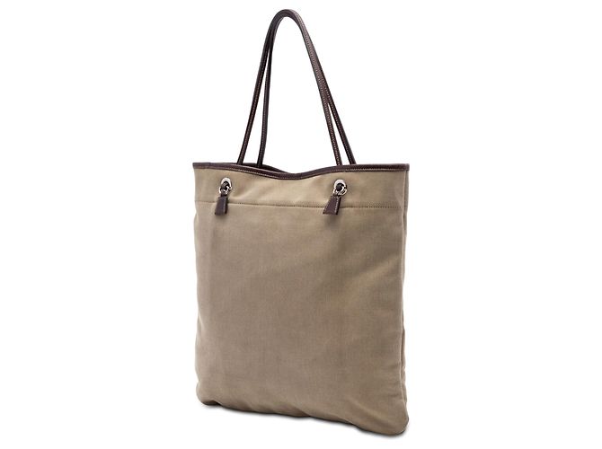 Prada Canapa Logo Tote aus braunem Canvas Hellbraun - Ansicht 2