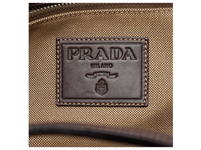 Prada Canapa Logo Tote aus braunem Canvas Hellbraun - Ansicht 5