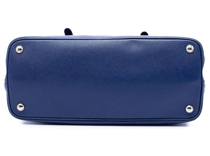 Borsa Tote Convertible Prada Blue Saffiano Soft Shopping - vista 3
