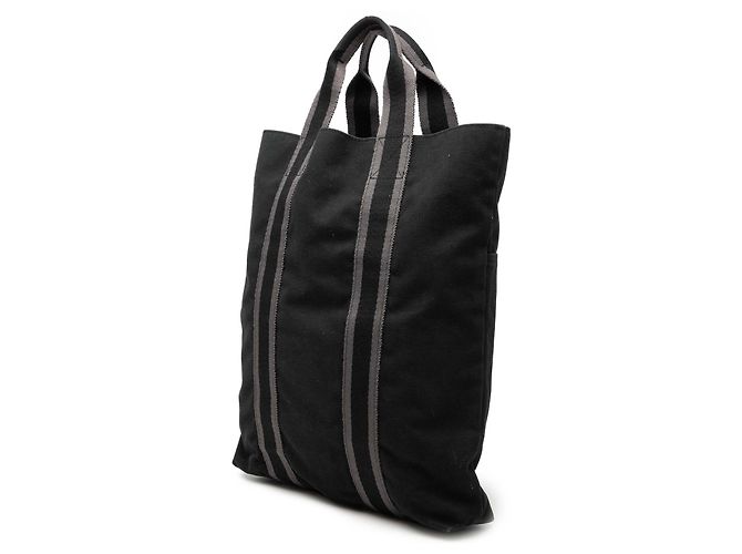 Hermès Black Toile Fourre Tout Cabas Nero - vista 2