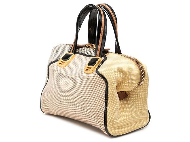 Borsa Fendi Beige Mini Canvas Colorblock Chameleon - vista 2