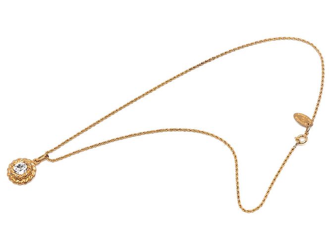 Collana con pendente rotondo in cristallo placcato oro Chanel Gold D'oro - vista 3
