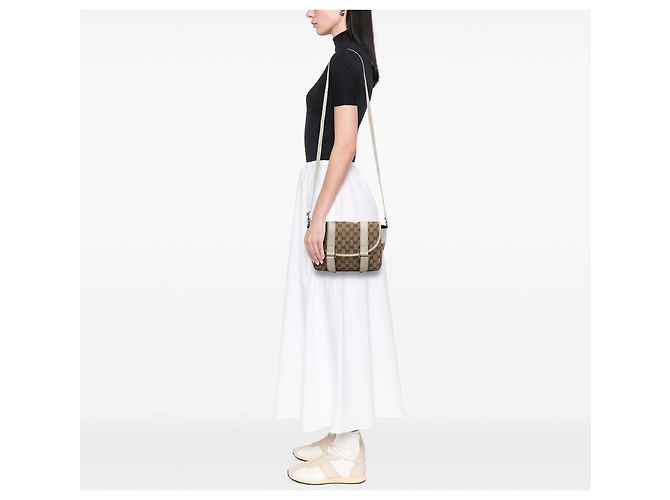 Borsa a tracolla Gucci in tela GG beige - vista 6