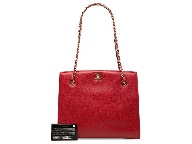 Tote Chanel Red CC Caviar Turn Lock Chain Rosso - vista 8