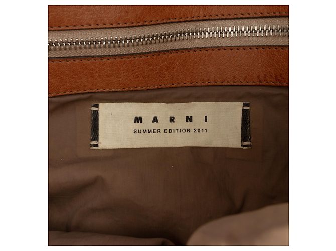Marni Brauner Leder-Tote mit Fronttasche - Ansicht 5