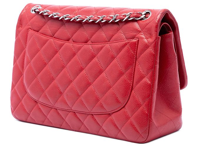 Chanel Red Jumbo Classic Caviar Double Flap - vista 2