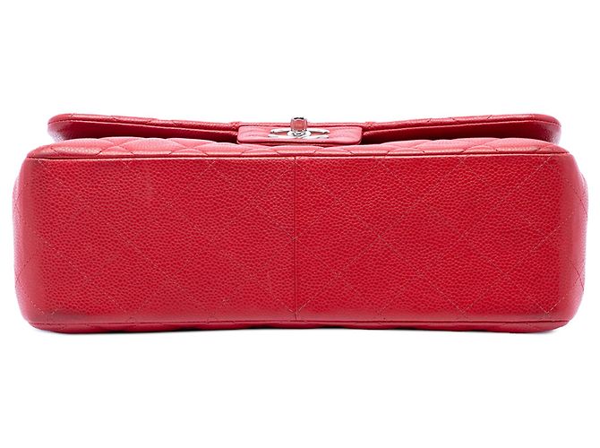 Chanel Red Jumbo Classic Caviar Double Flap - vista 3