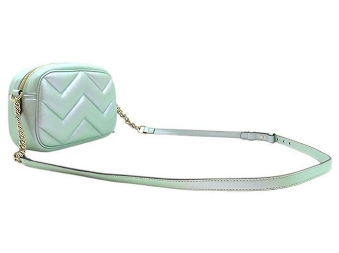 Borsa a tracolla Gucci Green Small GG Marmont Matelasse Iridescent Nappa Verde Verde chiaro - vista 2