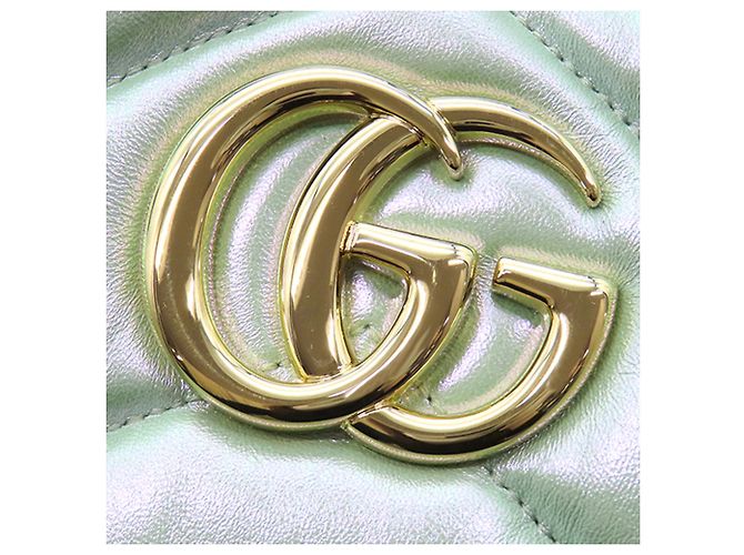 Borsa a tracolla Gucci Green Small GG Marmont Matelasse Iridescent Nappa Verde Verde chiaro - vista 6