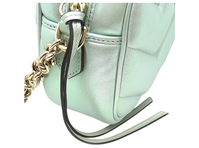 Borsa a tracolla Gucci Green Small GG Marmont Matelasse Iridescent Nappa Verde Verde chiaro - vista 7